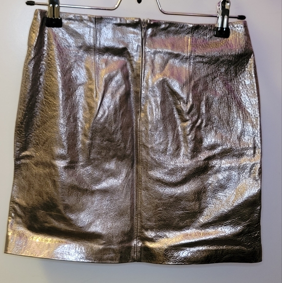 NWT genuine leather metallic grey brown micro mini skirt Blanc NYC sz 24 xxs 00 - Picture 3 of 3